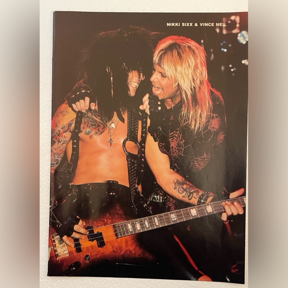 Nikki Sixx & Vince Neil Rock Pinup - Red Orange Stage Bass Photo